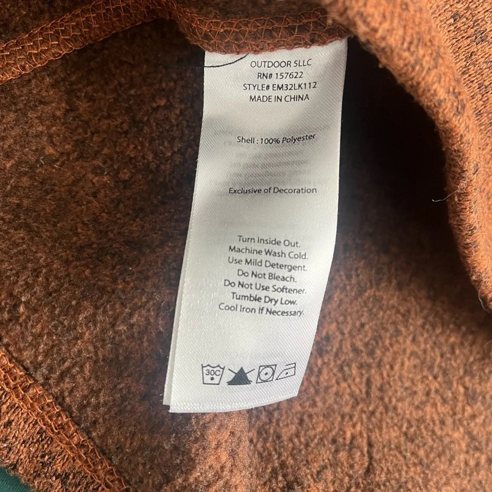 Eddie Bauer Mens L Fleece 1/4 Zip Pullover Jacket Dark Orange Rust Long Sleeve - Picture 8 of 11
